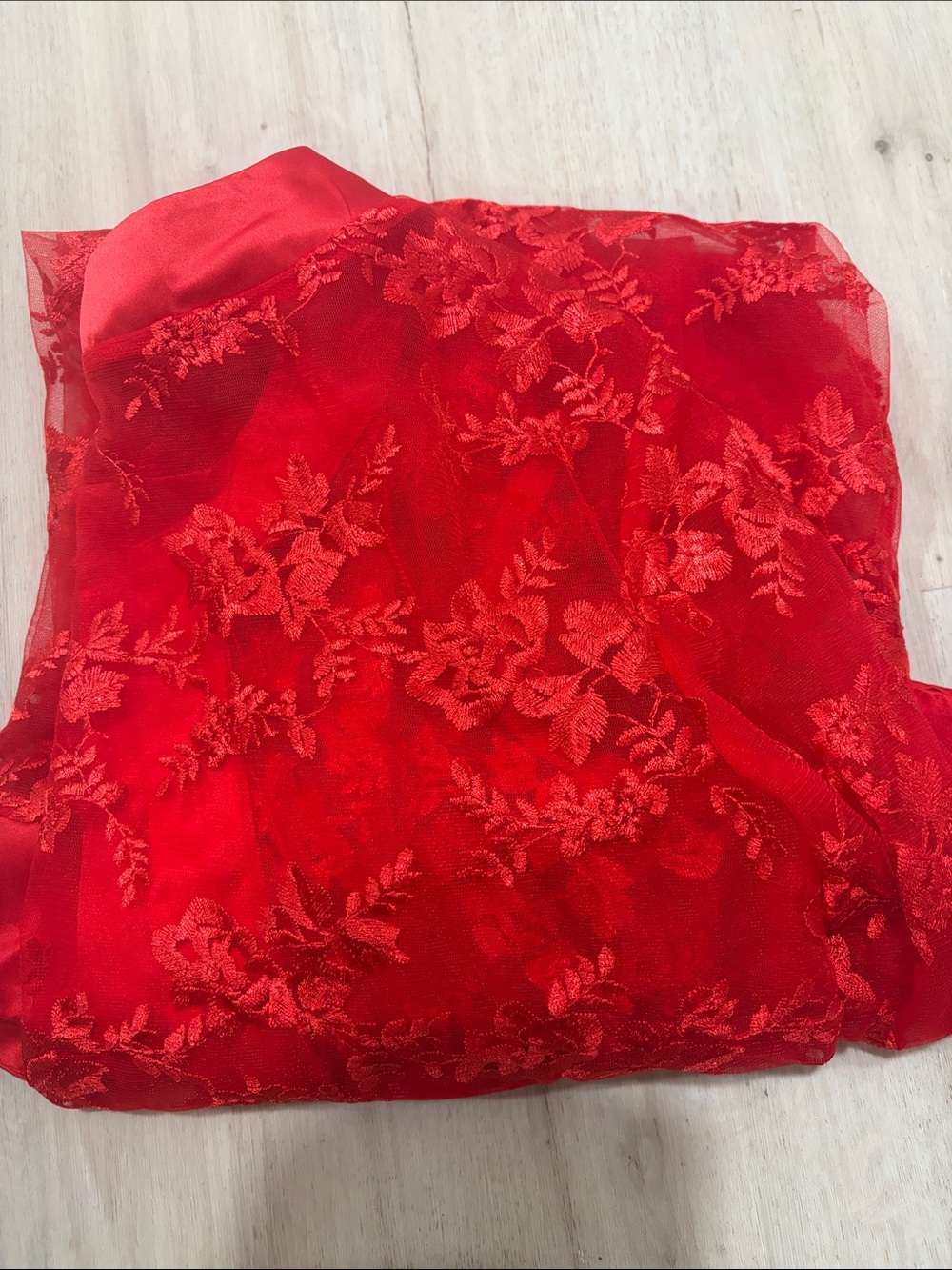 NWOT- Red Sheer Embroidered Long Robe/ Robe - Picture 6 of 6
